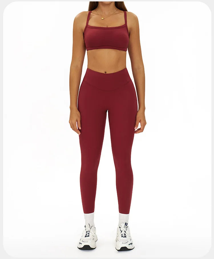 2 Pieces Women's Tracksuit Seamless Yoga Set Workout Outfit Sportswear Gym Clothing High Waist Leggings Fitness Bra Sports Suits