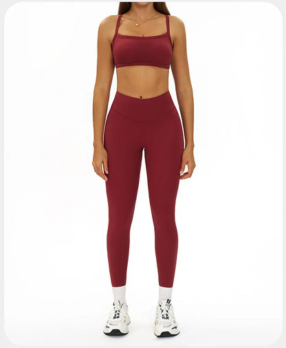 2 Pieces Women's Tracksuit Seamless Yoga Set Workout Outfit Sportswear Gym Clothing High Waist Leggings Fitness Bra Sports Suits