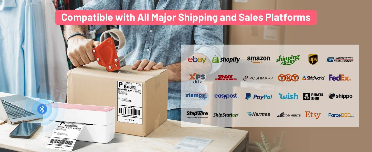 Phomemo 241 Bluetooth Thermal Label Printer Wireless Small Shipping Label Printer 4X6 Compatible with iPhone Android Mac Window