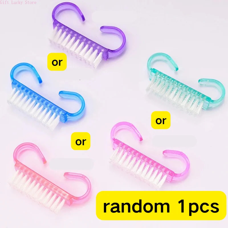 1/5/10/60Pcs Plastic Nail Brushes Mix Color Nail Hand Scrubbing Cleaning Brush Dust Cleaner Nail Art Manicure Soft Remover Tools