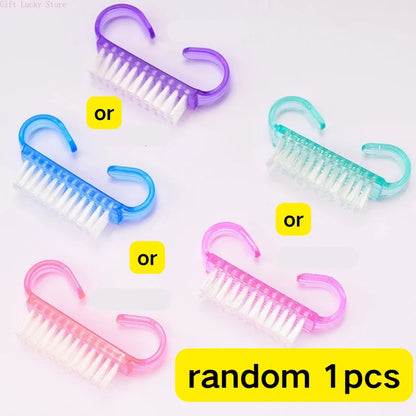 1/5/10/60Pcs Plastic Nail Brushes Mix Color Nail Hand Scrubbing Cleaning Brush Dust Cleaner Nail Art Manicure Soft Remover Tools