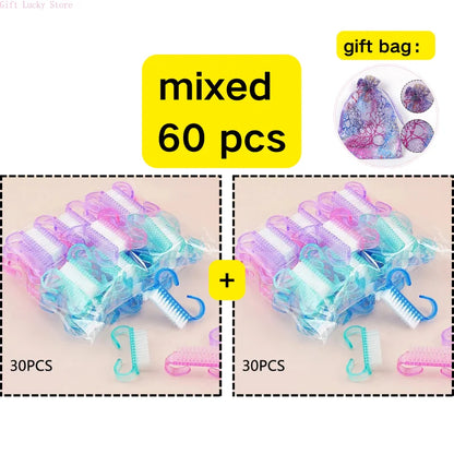 1/5/10/60Pcs Plastic Nail Brushes Mix Color Nail Hand Scrubbing Cleaning Brush Dust Cleaner Nail Art Manicure Soft Remover Tools
