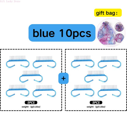 1/5/10/60Pcs Plastic Nail Brushes Mix Color Nail Hand Scrubbing Cleaning Brush Dust Cleaner Nail Art Manicure Soft Remover Tools