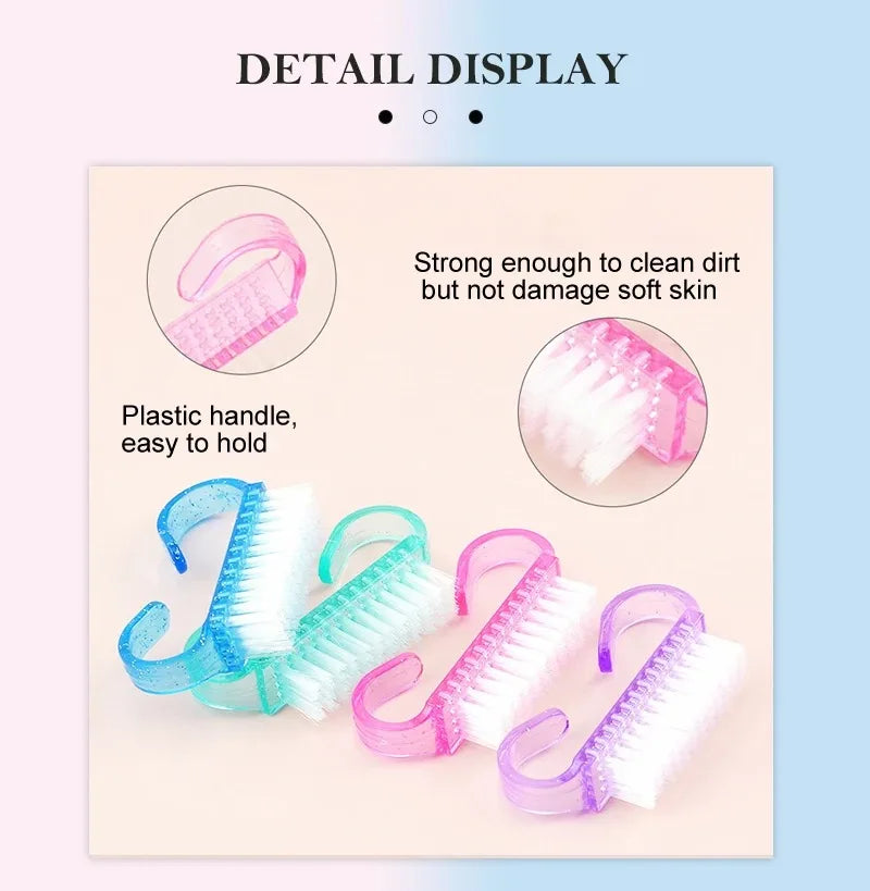 1/5/10/60Pcs Plastic Nail Brushes Mix Color Nail Hand Scrubbing Cleaning Brush Dust Cleaner Nail Art Manicure Soft Remover Tools