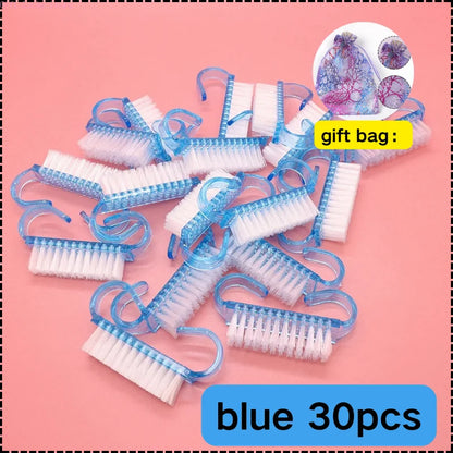 1/5/10/60Pcs Plastic Nail Brushes Mix Color Nail Hand Scrubbing Cleaning Brush Dust Cleaner Nail Art Manicure Soft Remover Tools