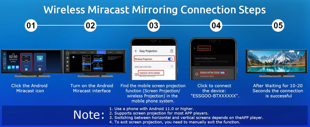 10.26"4K 64G TouchScreen Portable Wireless CarPlay Android Auto Truck Dash Car Stereo Bluetooth GPS Navi Reversing Wide-Angle FM
