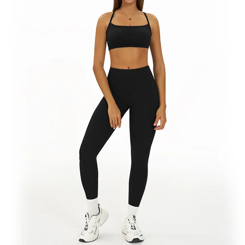 2 Pieces Women's Tracksuit Seamless Yoga Set Workout Outfit Sportswear Gym Clothing High Waist Leggings Fitness Bra Sports Suits