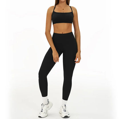 2 Pieces Women's Tracksuit Seamless Yoga Set Workout Outfit Sportswear Gym Clothing High Waist Leggings Fitness Bra Sports Suits