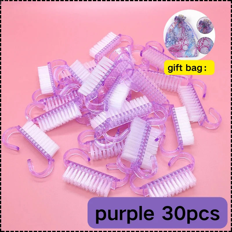 1/5/10/60Pcs Plastic Nail Brushes Mix Color Nail Hand Scrubbing Cleaning Brush Dust Cleaner Nail Art Manicure Soft Remover Tools