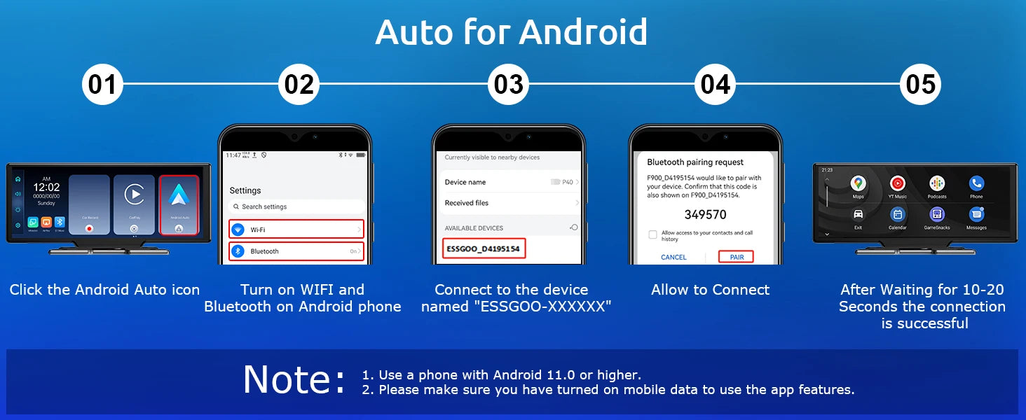 10.26"4K 64G TouchScreen Portable Wireless CarPlay Android Auto Truck Dash Car Stereo Bluetooth GPS Navi Reversing Wide-Angle FM