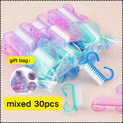 1/5/10/60Pcs Plastic Nail Brushes Mix Color Nail Hand Scrubbing Cleaning Brush Dust Cleaner Nail Art Manicure Soft Remover Tools