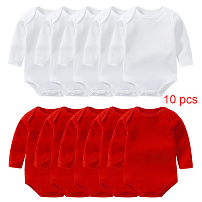 10 pcs Wholesale in Bulk Newborn Toddlers Baby Bodysuits Long Sleeved Body Jumper Romper Onesies Growings Jumpsuit Grows Bodies