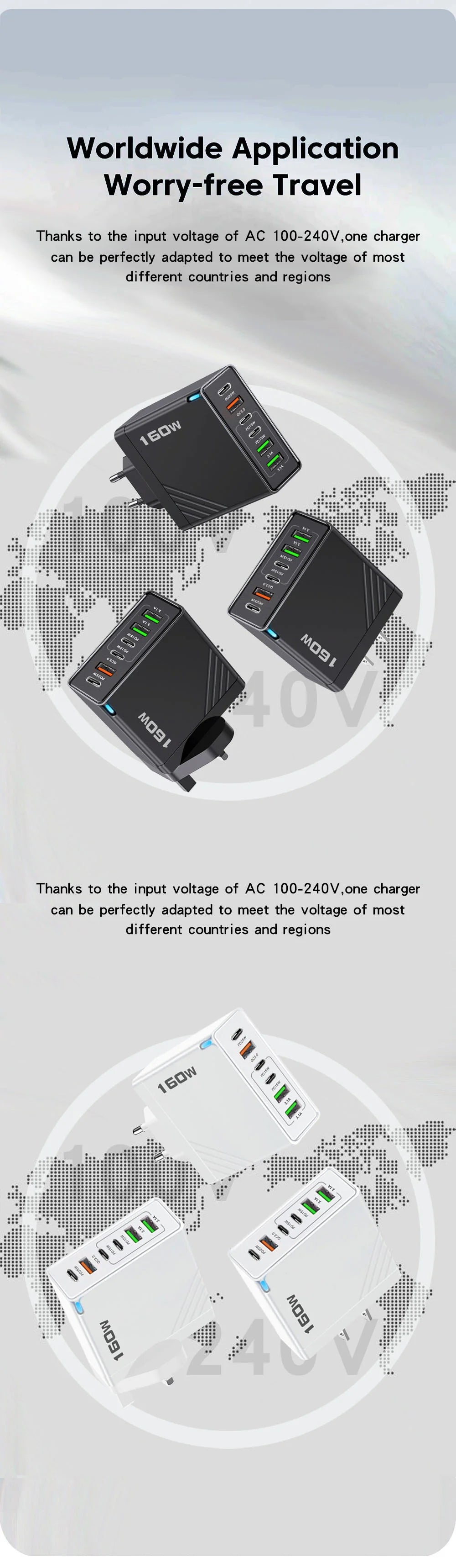 160W Fast Charging USB Type C Charger for All Devices