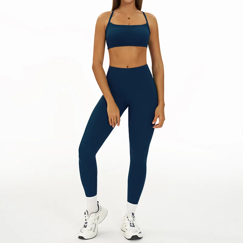 2 Pieces Women's Tracksuit Seamless Yoga Set Workout Outfit Sportswear Gym Clothing High Waist Leggings Fitness Bra Sports Suits