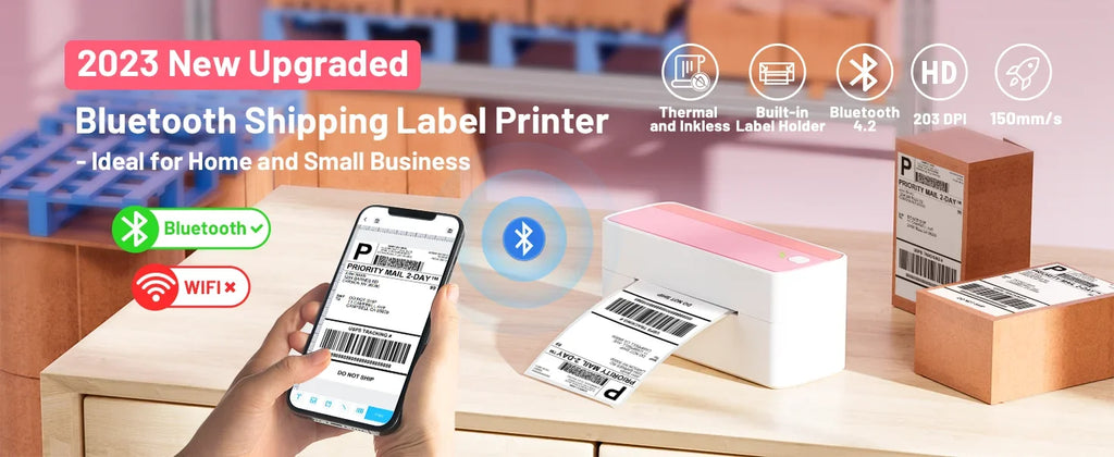 Phomemo 241 Bluetooth Thermal Label Printer Wireless Small Shipping Label Printer 4X6 Compatible with iPhone Android Mac Window