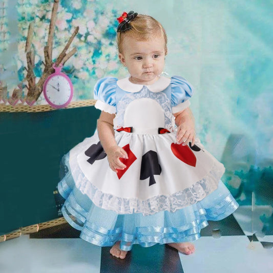 Baby Alice Maid Lolita Girl Party Costume Wonderland Alice Halloween Kids Clothing Carnival Bow 1st Birthday Princess Prom Dress
