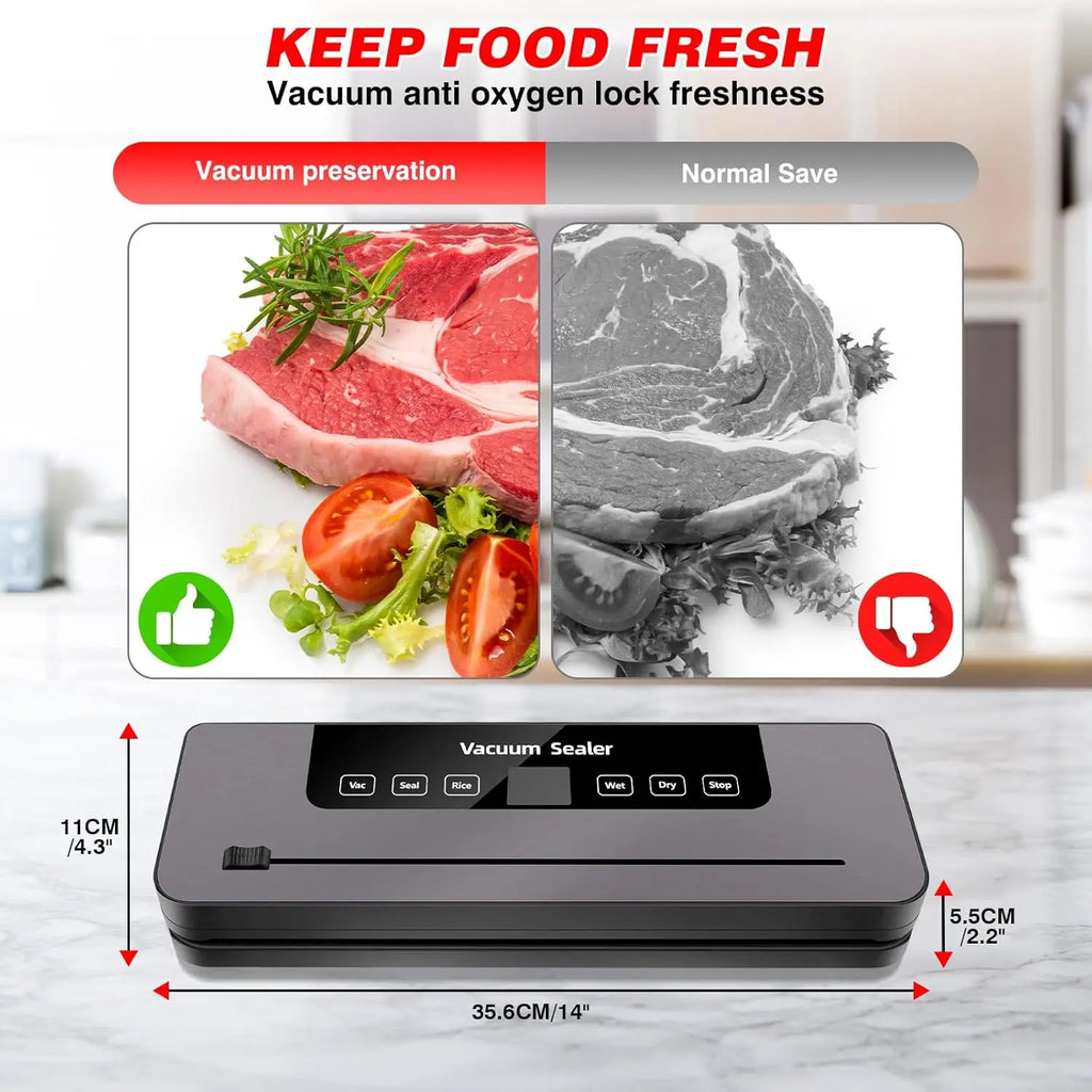 Vacuum Sealer Machine for Dry/Wet Food Vacuum Sealer with 30cm Seam ＆ Built-in Cutter for High-Speed Continuous Working, Easy Op