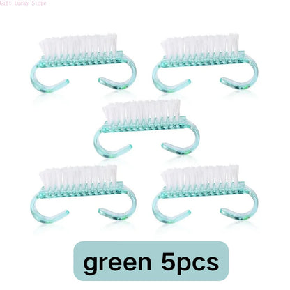 1/5/10/60Pcs Plastic Nail Brushes Mix Color Nail Hand Scrubbing Cleaning Brush Dust Cleaner Nail Art Manicure Soft Remover Tools