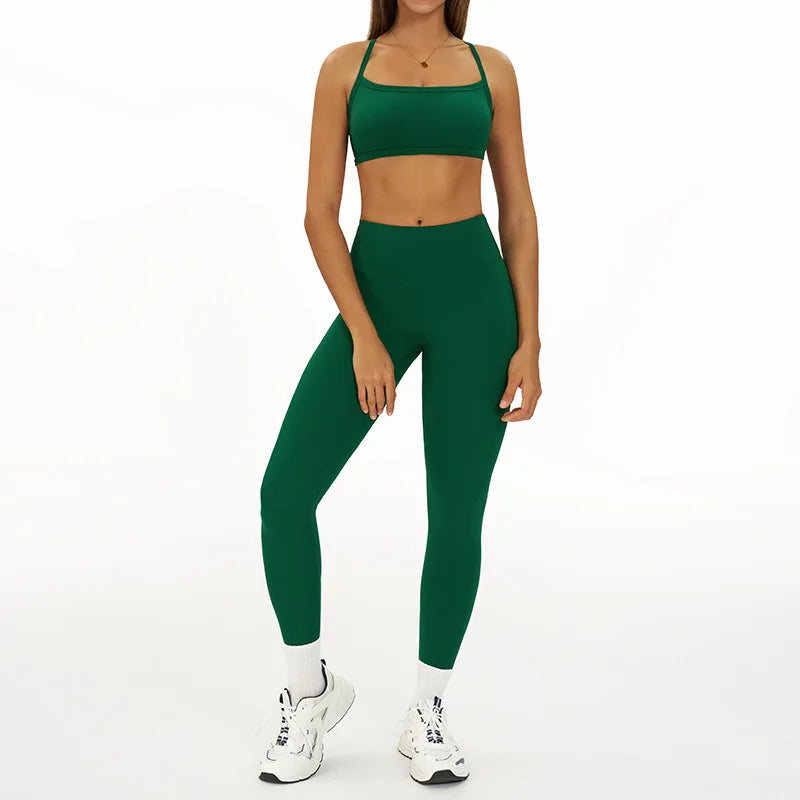 2 Pieces Women's Tracksuit Seamless Yoga Set Workout Outfit Sportswear Gym Clothing High Waist Leggings Fitness Bra Sports Suits