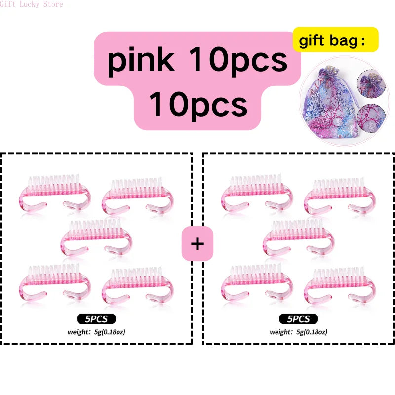 1/5/10/60Pcs Plastic Nail Brushes Mix Color Nail Hand Scrubbing Cleaning Brush Dust Cleaner Nail Art Manicure Soft Remover Tools