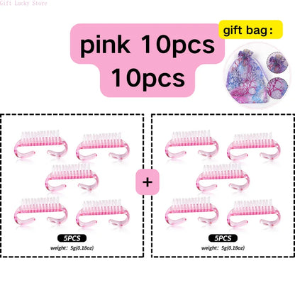 1/5/10/60Pcs Plastic Nail Brushes Mix Color Nail Hand Scrubbing Cleaning Brush Dust Cleaner Nail Art Manicure Soft Remover Tools