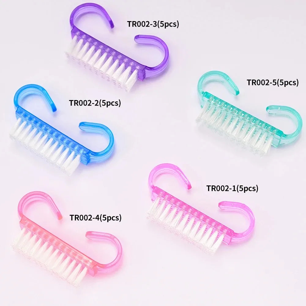 1/5/10/60Pcs Plastic Nail Brushes Mix Color Nail Hand Scrubbing Cleaning Brush Dust Cleaner Nail Art Manicure Soft Remover Tools