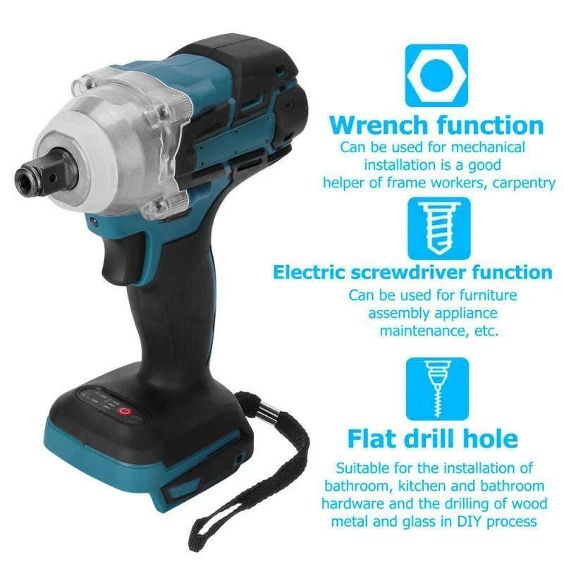 18V Cordless Electric Screwdriver Speed Brushless Impact Wrench Rechargable Drill Driver LED Light For Makita Battery With Socke