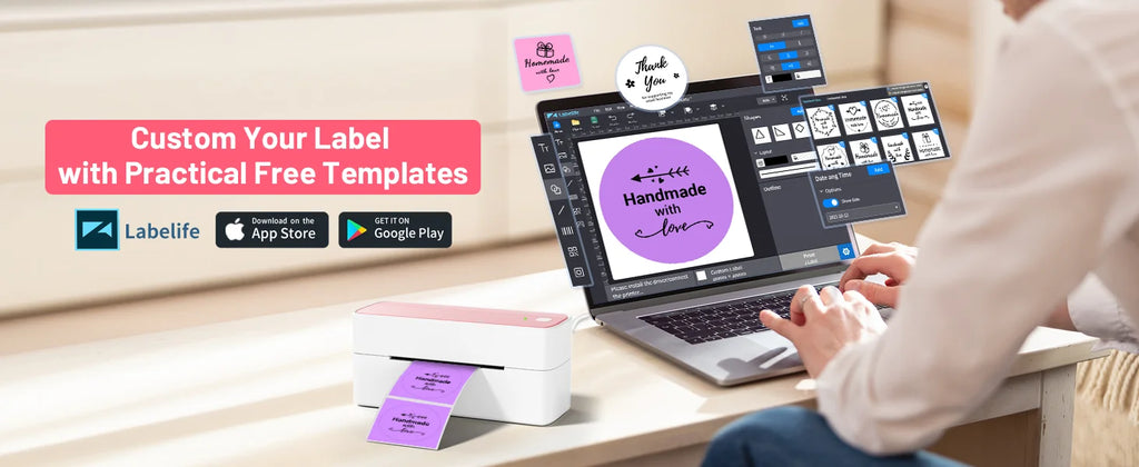 Phomemo 241 Bluetooth Thermal Label Printer Wireless Small Shipping Label Printer 4X6 Compatible with iPhone Android Mac Window