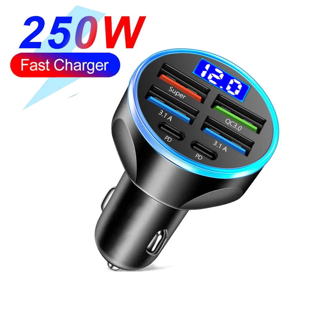 250W QC3.0 Car Charger Fast Charging for Families and Techies