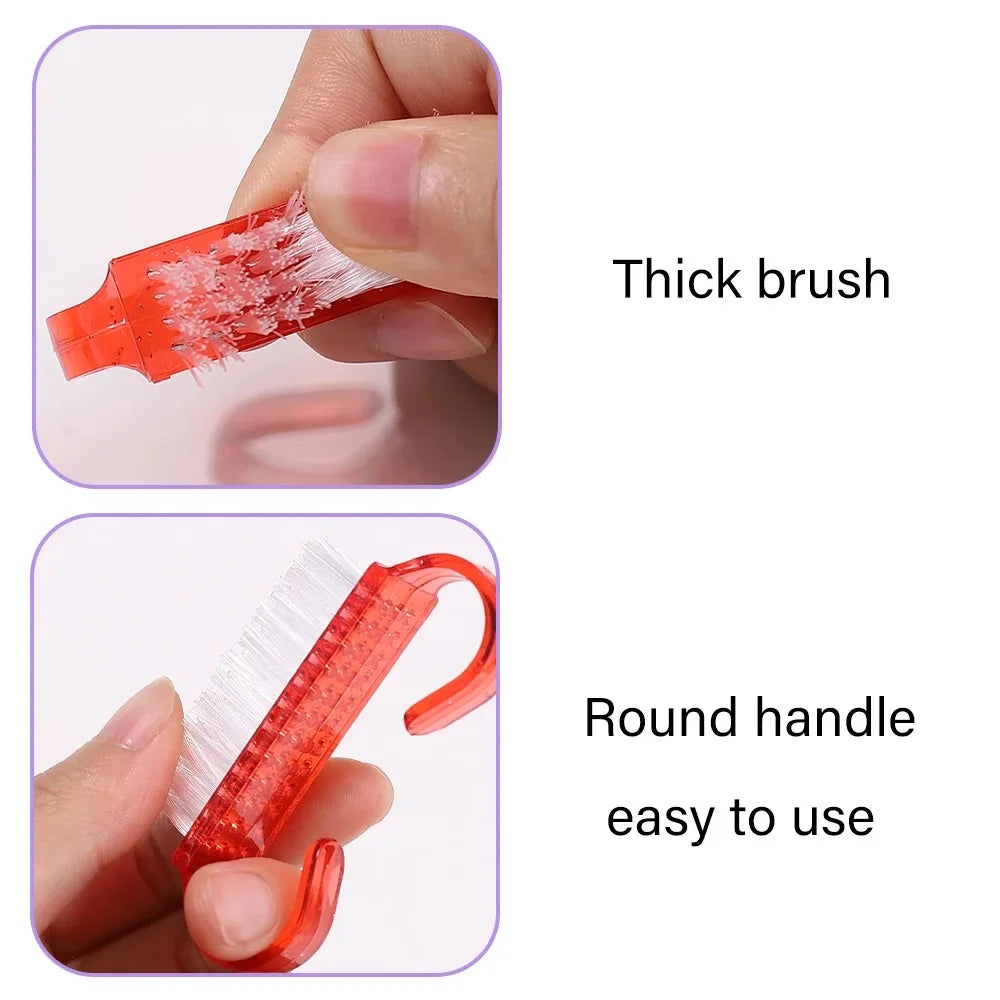 1/5/10/60Pcs Plastic Nail Brushes Mix Color Nail Hand Scrubbing Cleaning Brush Dust Cleaner Nail Art Manicure Soft Remover Tools