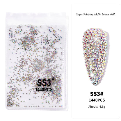 1440Pcs/bag AB/Clear Round Mini Nail Diamond SS3-SS16(1.3-4mm) FlatBack Non-Hotfix Nail Crystal Crystal Clear AB Manicure Glass