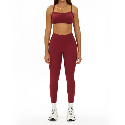 2 Pieces Women's Tracksuit Seamless Yoga Set Workout Outfit Sportswear Gym Clothing High Waist Leggings Fitness Bra Sports Suits
