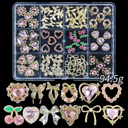 120pcs/box 3D Gold Bow Butterfly Nail Metal Charms Shiny Cute Bowtie/Diamond Star Nail Jewelry 120 Luxury Nail Art Supplies #RE4