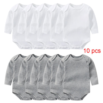 10 pcs Wholesale in Bulk Newborn Toddlers Baby Bodysuits Long Sleeved Body Jumper Romper Onesies Growings Jumpsuit Grows Bodies