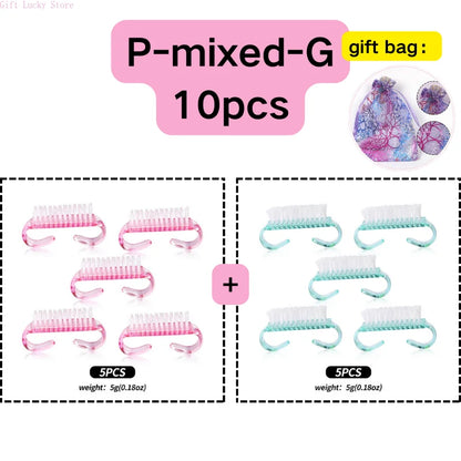 1/5/10/60Pcs Plastic Nail Brushes Mix Color Nail Hand Scrubbing Cleaning Brush Dust Cleaner Nail Art Manicure Soft Remover Tools