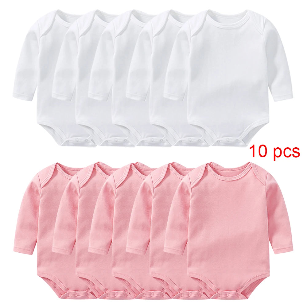 10 pcs Wholesale in Bulk Newborn Toddlers Baby Bodysuits Long Sleeved Body Jumper Romper Onesies Growings Jumpsuit Grows Bodies