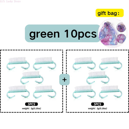 1/5/10/60Pcs Plastic Nail Brushes Mix Color Nail Hand Scrubbing Cleaning Brush Dust Cleaner Nail Art Manicure Soft Remover Tools