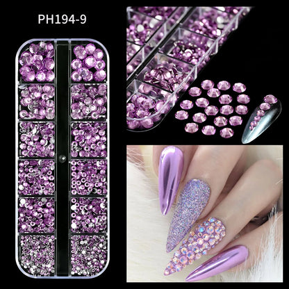 1440Pcs/bag AB/Clear Round Mini Nail Diamond SS3-SS16(1.3-4mm) FlatBack Non-Hotfix Nail Crystal Crystal Clear AB Manicure Glass