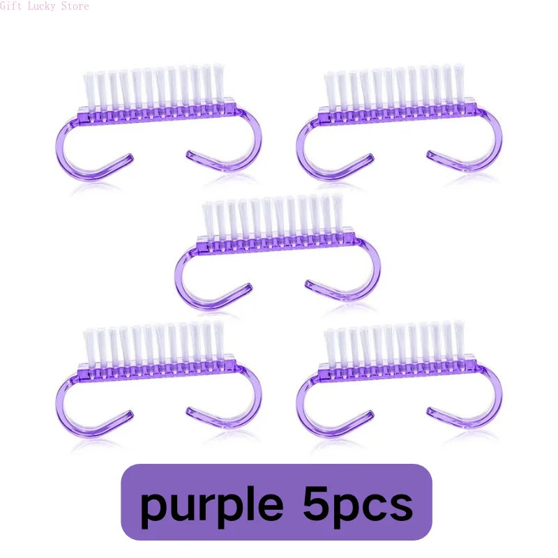 1/5/10/60Pcs Plastic Nail Brushes Mix Color Nail Hand Scrubbing Cleaning Brush Dust Cleaner Nail Art Manicure Soft Remover Tools