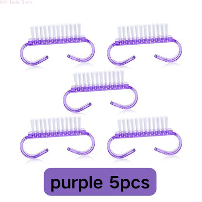 1/5/10/60Pcs Plastic Nail Brushes Mix Color Nail Hand Scrubbing Cleaning Brush Dust Cleaner Nail Art Manicure Soft Remover Tools