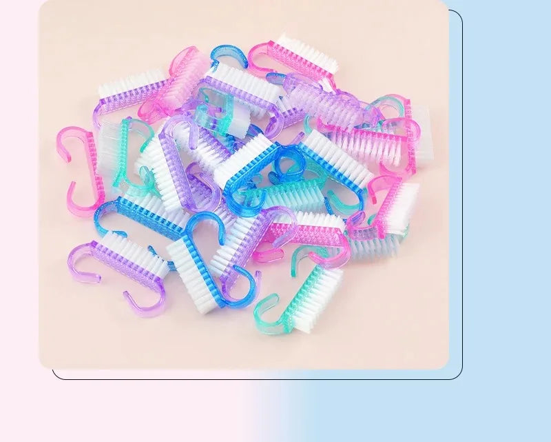 1/5/10/60Pcs Plastic Nail Brushes Mix Color Nail Hand Scrubbing Cleaning Brush Dust Cleaner Nail Art Manicure Soft Remover Tools