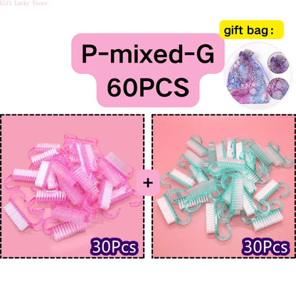 1/5/10/60Pcs Plastic Nail Brushes Mix Color Nail Hand Scrubbing Cleaning Brush Dust Cleaner Nail Art Manicure Soft Remover Tools