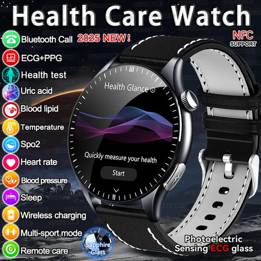 2025 New Health Care ECG+HRV+NFC SmartWatch Body Analysis Uric Acid Blood lipids Heart Rate Blood pressure Monitoring Smartwatch