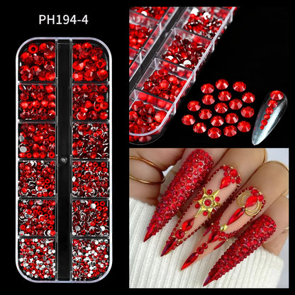 1440Pcs/bag AB/Clear Round Mini Nail Diamond SS3-SS16(1.3-4mm) FlatBack Non-Hotfix Nail Crystal Crystal Clear AB Manicure Glass