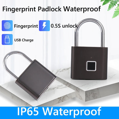 1/2PCS Smart Fingerprint Padlock USB Rechargeable Door Lock Biometric Thumbprint Door Padlocks Zinc Alloy Smart Life APP Unlock