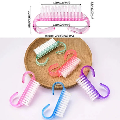 1/5/10/60Pcs Plastic Nail Brushes Mix Color Nail Hand Scrubbing Cleaning Brush Dust Cleaner Nail Art Manicure Soft Remover Tools