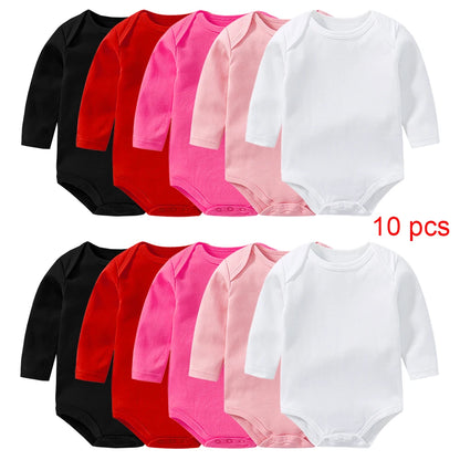 10 pcs Wholesale in Bulk Newborn Toddlers Baby Bodysuits Long Sleeved Body Jumper Romper Onesies Growings Jumpsuit Grows Bodies