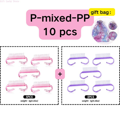 1/5/10/60Pcs Plastic Nail Brushes Mix Color Nail Hand Scrubbing Cleaning Brush Dust Cleaner Nail Art Manicure Soft Remover Tools