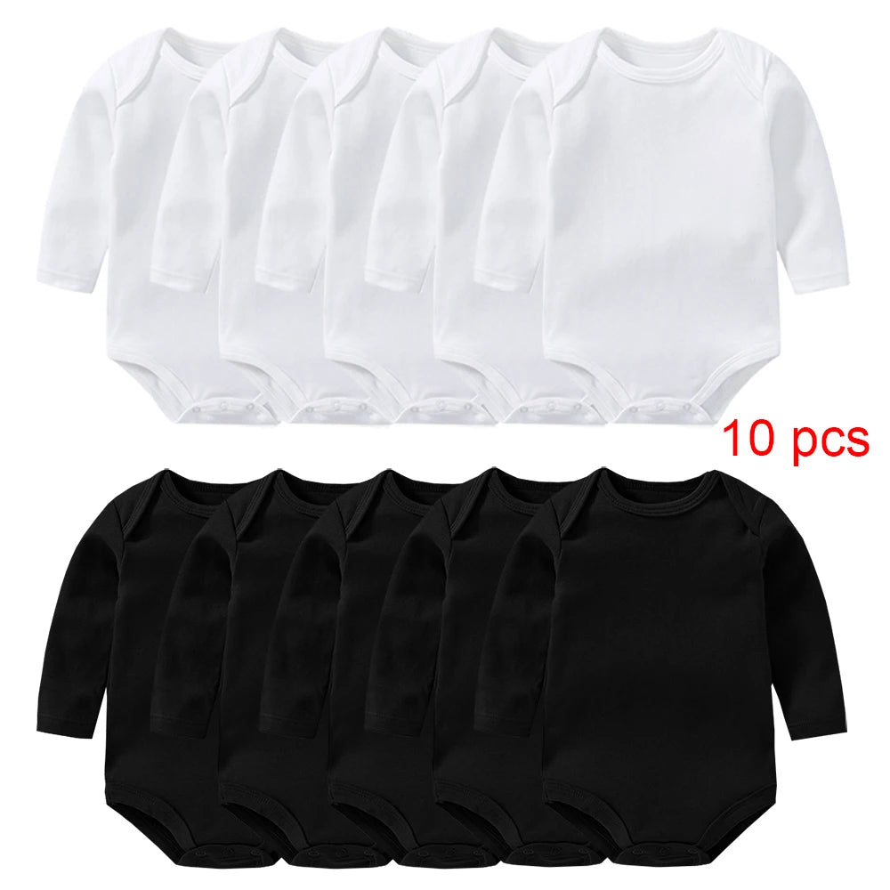 10 pcs Wholesale in Bulk Newborn Toddlers Baby Bodysuits Long Sleeved Body Jumper Romper Onesies Growings Jumpsuit Grows Bodies