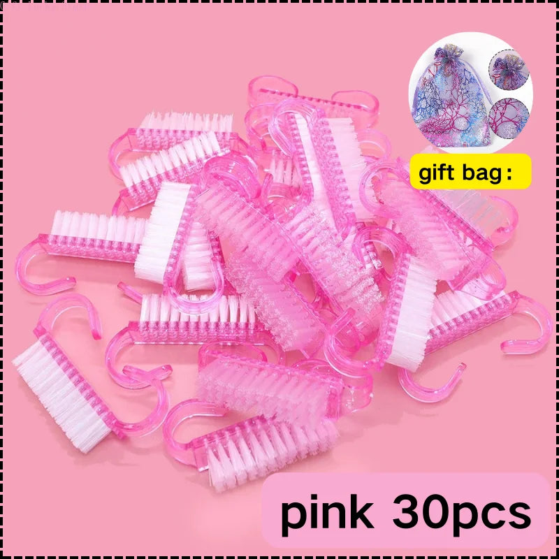 1/5/10/60Pcs Plastic Nail Brushes Mix Color Nail Hand Scrubbing Cleaning Brush Dust Cleaner Nail Art Manicure Soft Remover Tools